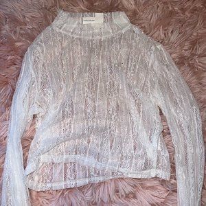 Lace Turtleneck Overshirt